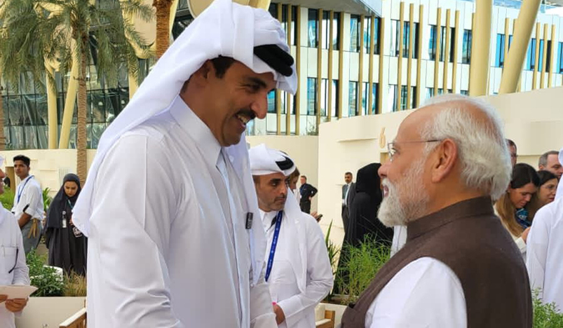 HH the Amir Sheikh Tamim bin Hamad Al-Thani with Narendra Modi